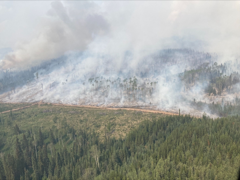 This handout photo provided by the British Columbia Wildfire Service on July 12, 2023, shows the Tintagel wildfire in Tintagel, British Columbia, Canada. (Photo by Handout / BC Wildfire Service / AFP)
