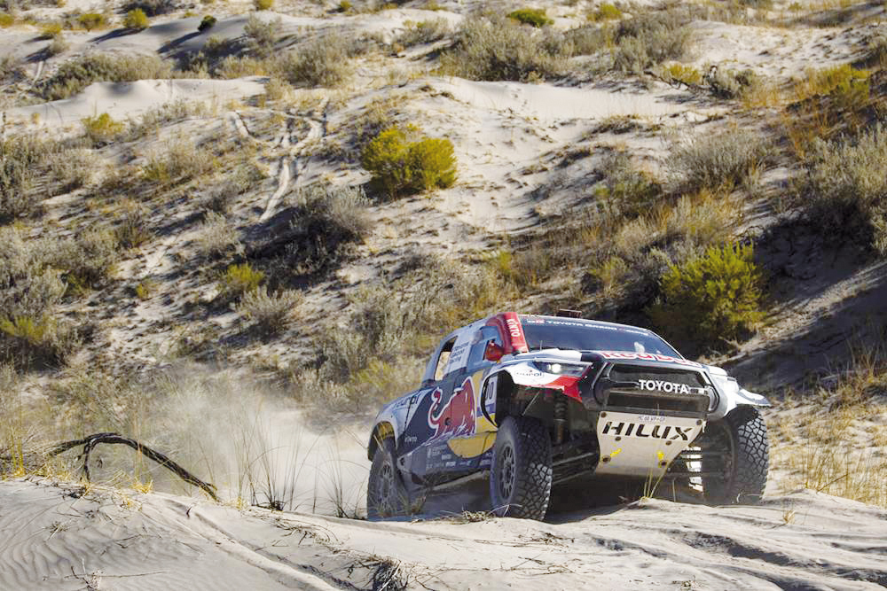 Qatar's Nasser Saleh Al Attiyah of Toyota Gazoo Racing drives during Stage 3 of the Desafio Ruta 40 2023, yesterday. 
Pic: DESAFIO RUTA 40