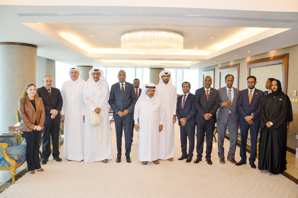 Prime Minister of the Federal Republic of Somalia, H E Hamza Abdi Barri; QBA Chairman, Sheikh Faisal bin Qassim Al Thani with other dignitaries and officials during the meeting.