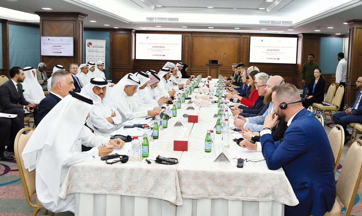 Officials of Qatar Chamber and German Chamber of Commerce and Industry during the meeting.