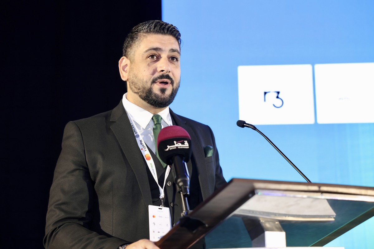 President of the Arab Fintech Forum Malik Shishtawi addressing the Arab Fintech Forum.