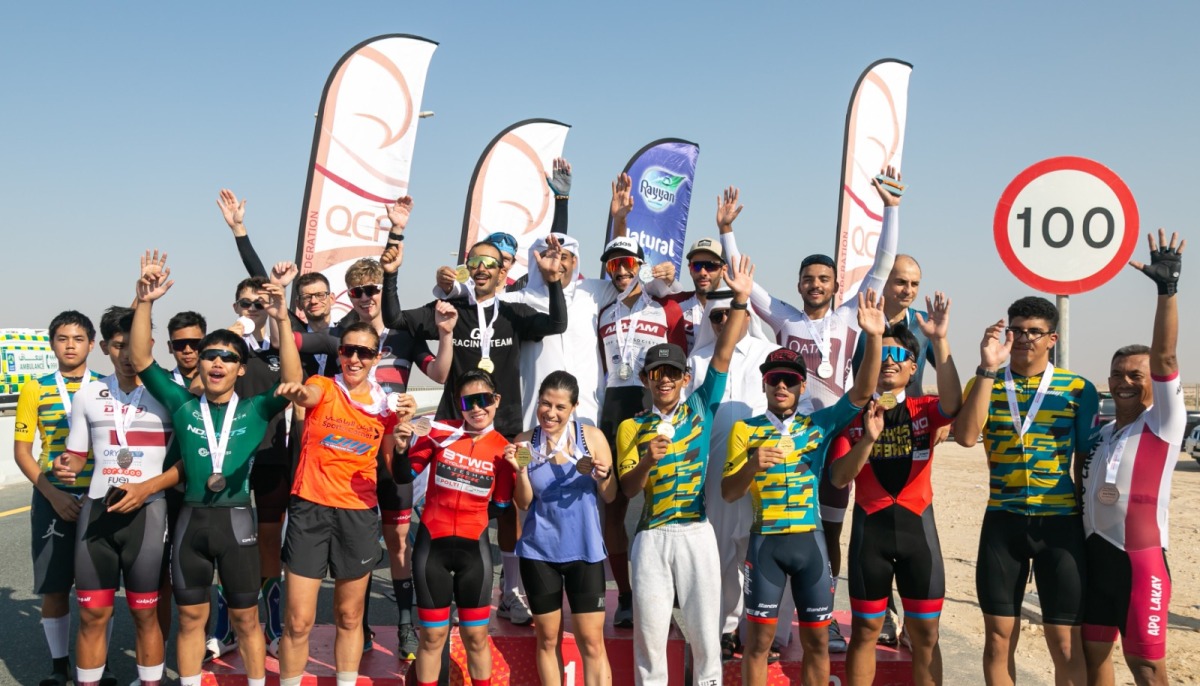 Participants after the conclusion of Al Thakira Individual Time Trial.