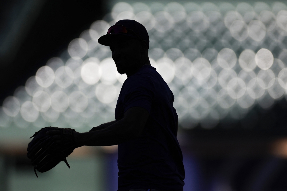 Marcus Semien #2 of the Texas Rangers practices prior to Game One of the Championship Series between the Houston Astros and the Texas Rangers at Minute Maid Park on October 14, 2023 in Houston, Texas. (Photo by Carmen Mandato / GETTY IMAGES NORTH AMERICA / Getty Images via AFP)
