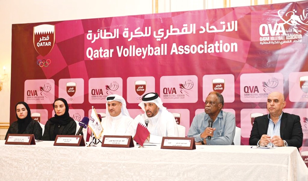 QVA President Ali bin Ghanem Al Kuwari (third right) speaks during the press conference.