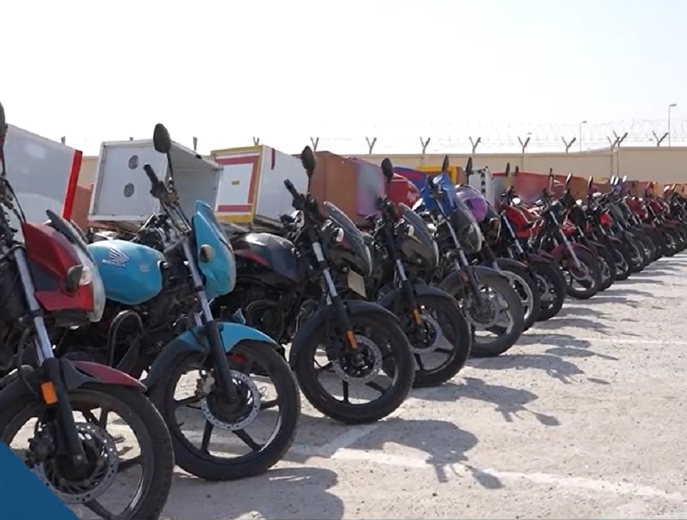 Video screengrab of the motorcycles seized by the Traffic Department

