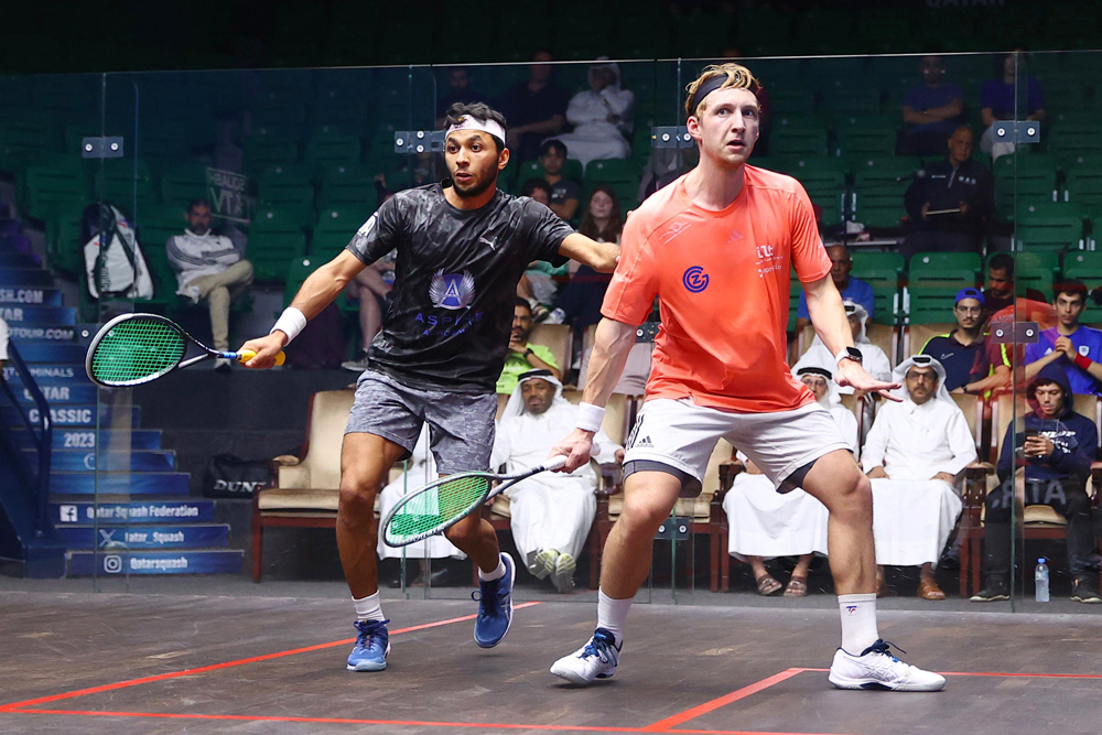 Abdulla Mohamed Al Tamimi (left) and Dimitri Steinmann in action.