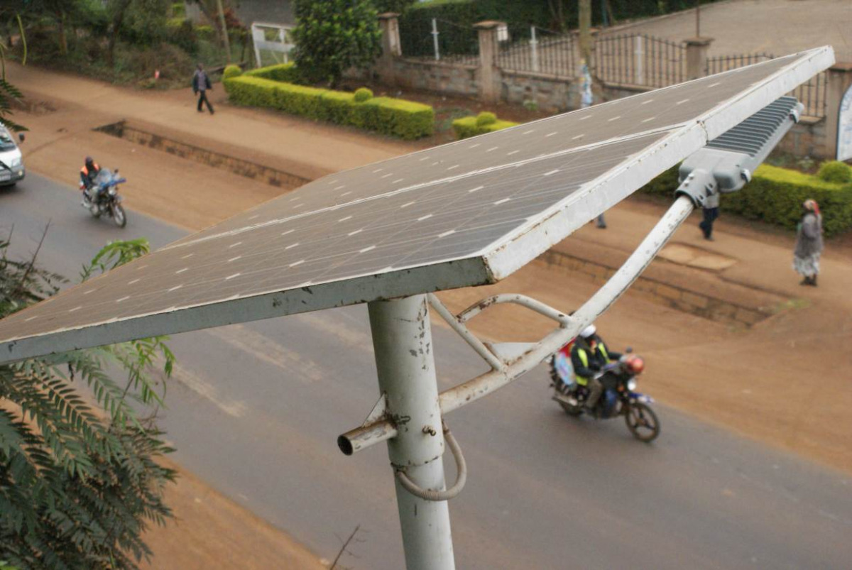 File photo: A view of a streetside solar panel in Embu, Kenya.