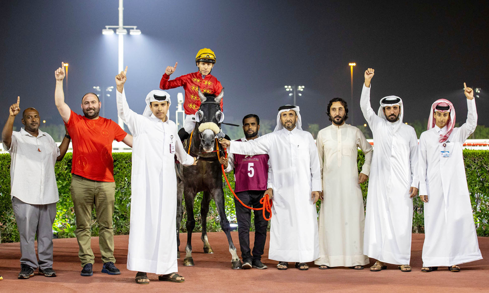 The connection of Maguroor celebrate after the Hamad Ahmed Hassan Al Malki Al Jehani-owned five-year-old won the Umm Bab Cup at the sixth Al Rayyan Meeting. 