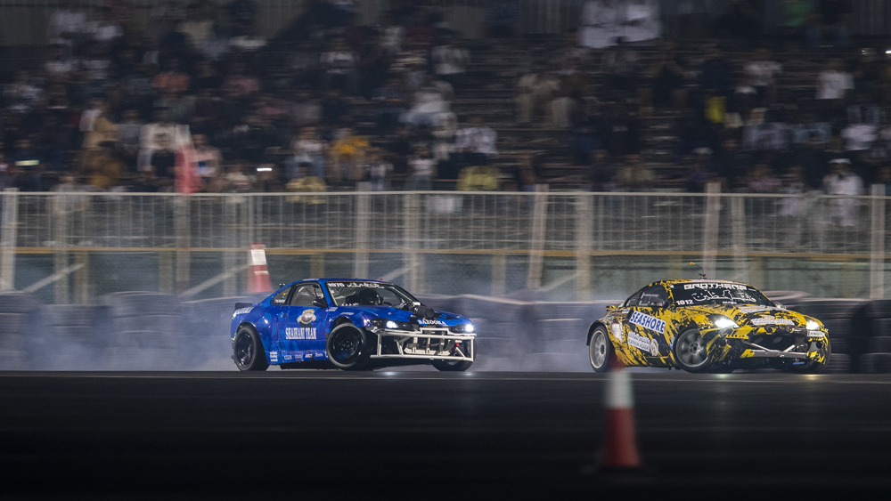 Drivers in action during the opening round of 2023-2024 Qatar Drift Championship.