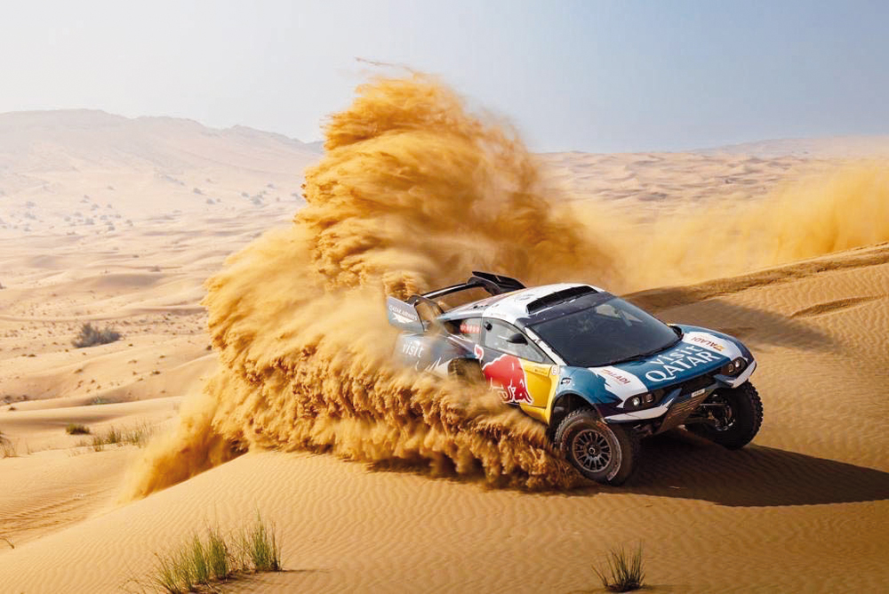 Nasser Saleh Al Attiyah drives the BRX Prodrive Hunter during the 2023 Dubai International Baja. 