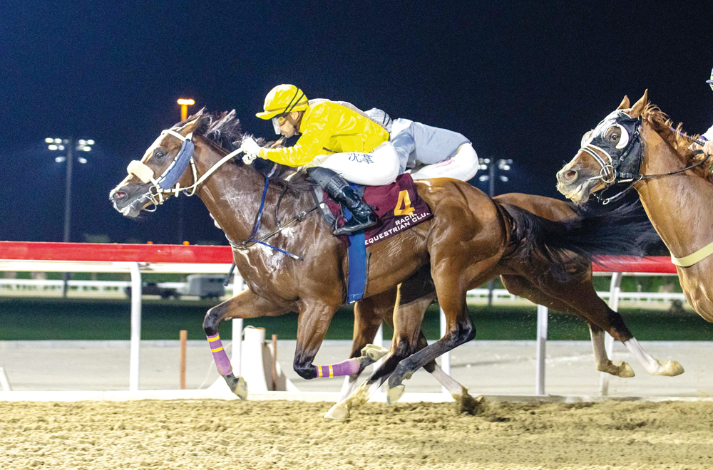 Alberto Sanna guides My Glory to Rowdat Rashid Cup victory yesterday. PICS: Juhaim/QREC 