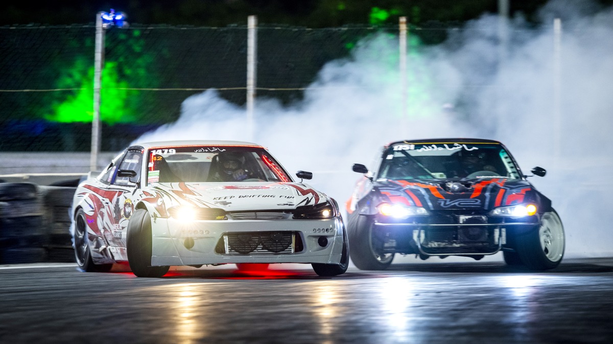 Action during the second round of Qatar Drift Championship.