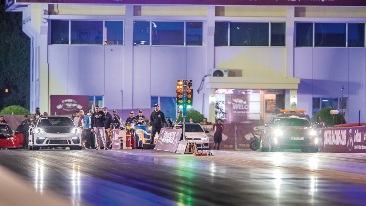 Action during the second round of the Qatar Drag Racing Championship.