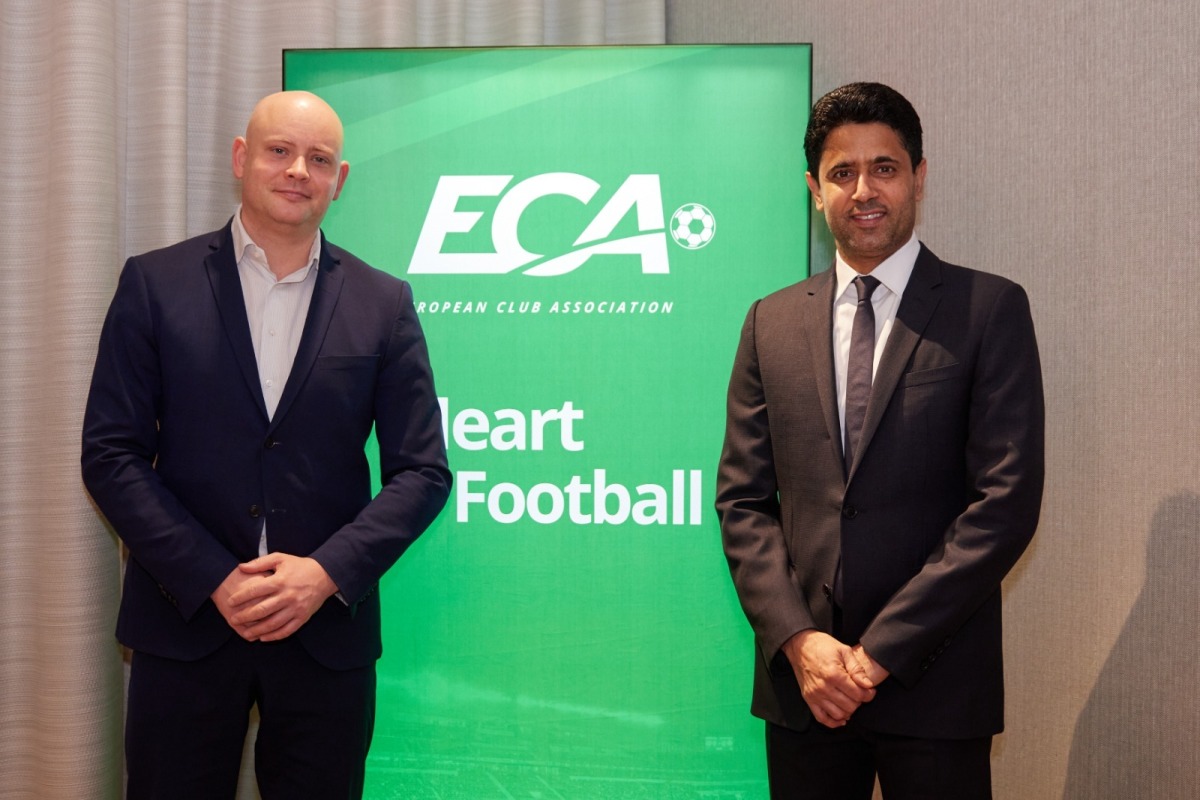 ECA Chairman Nasser Al-Khelaifi (right) with Danish Minister for Culture Jakob Engel-Schmid