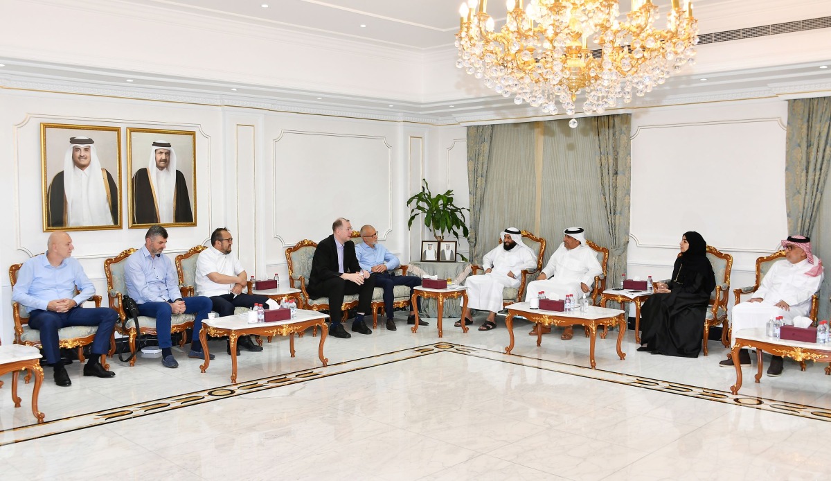 Qatar Chamber board member Dr. Mohamed Jawhar Al Mohamed, President of the Businessman Association ‘Positiv’ Nahid Hassan Begovic with other officials during the meeting.