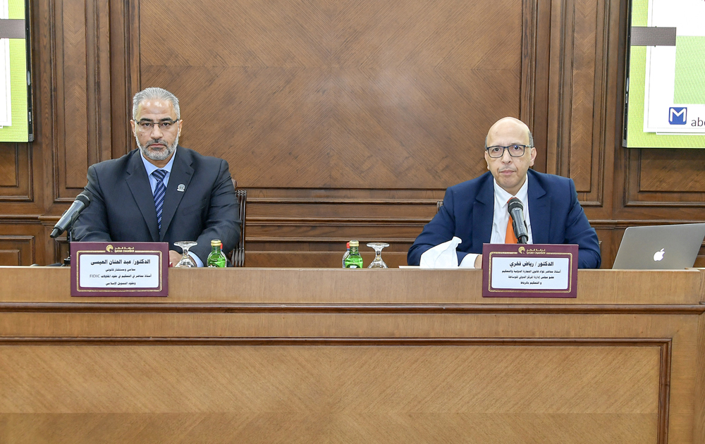 Dr. Abdul Hannan Al Issa (left) and Dr. Riad Fakhri during a seminar titled ‘Arbitration in Engineering Disputes’, recently.