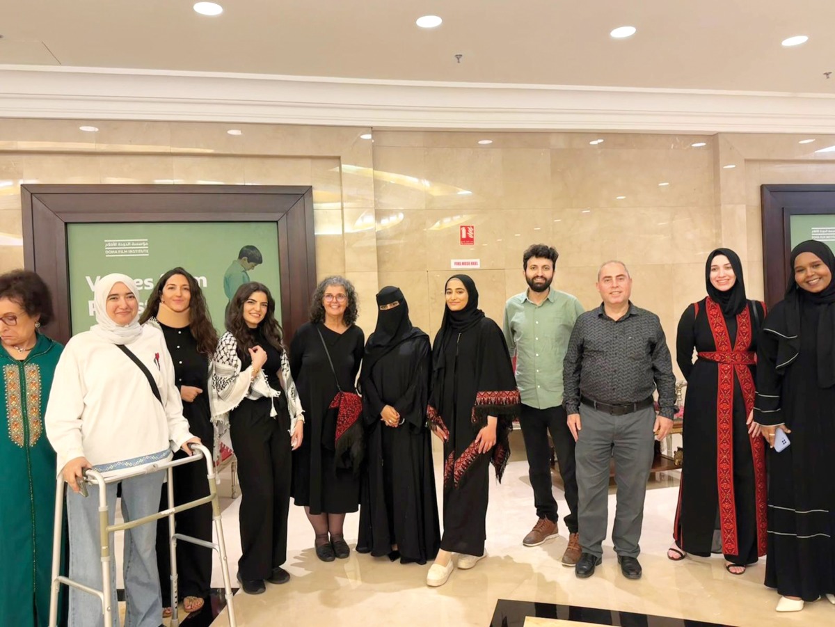 Students and officials at the screening. 