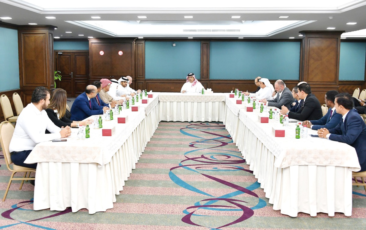 Qatar Chamber Tourism Committee Chairman Sheikh Hamad bin Ahmed bin Abdulla Al Thani along with other officials during the meeting.