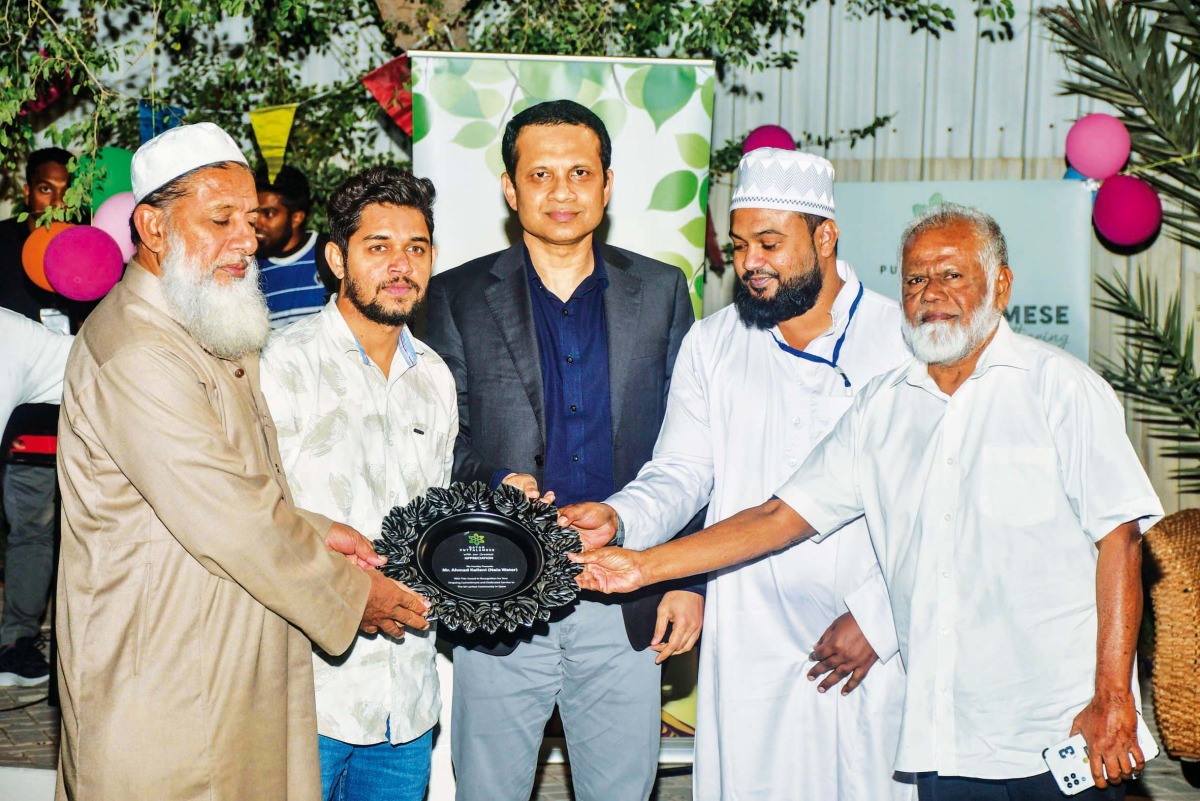 Sri Lankan Ambassador to Qatar H E Mafaz Mohideen (centre) with other officials during the event.