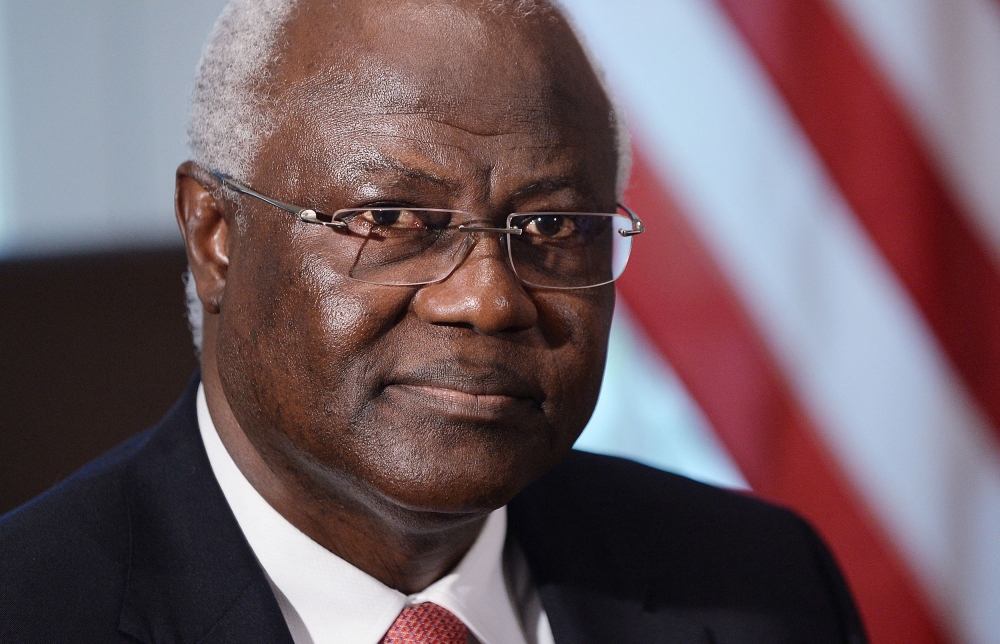(FILES) Sierra Leone then President Ernest Bai Koroma looks on in the Cabinet Room of the White House April 15, 2015 in Washington, D.C. (Photo by POOL / GETTY IMAGES NORTH AMERICA / AFP)
