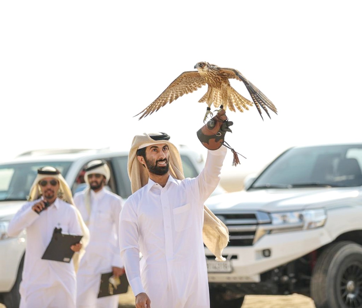 Participants launch their falcons into the challenge.

