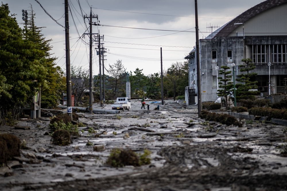 A general view shows a street affected by tsunami waves in Noto, Ishikawa prefecture on January 5, 2024, after a major 7.5 magnitude earthquake struck the Noto region in Ishikawa prefecture on New Year's Day. (Photo by Philip FONG / AFP)