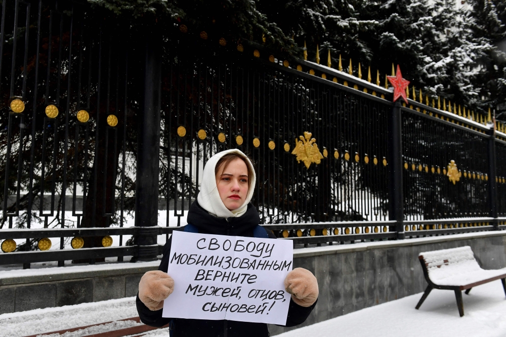 A relative of Russian soldiers, taking part in the so-called 