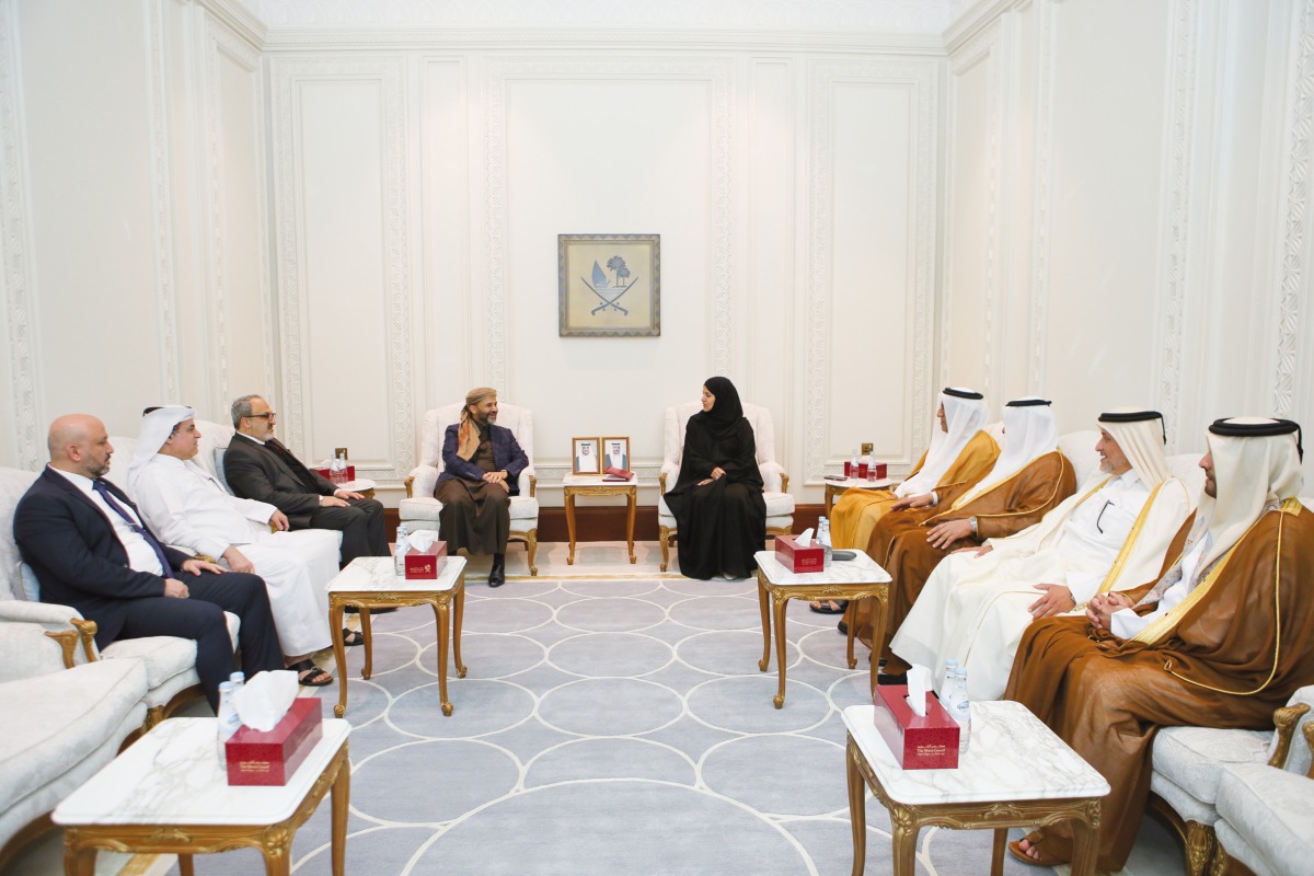 Shura Council Deputy Speaker H E Dr. Hamda bint Hassan Al Sulaiti meeting  with members of the League of Parliamentarians for Al Quds led by President of the League H E Hamid ben Abdullah, yesterday.
