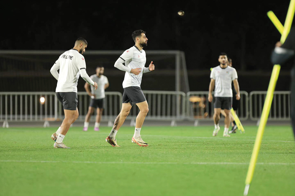 Palestine players during a training session.