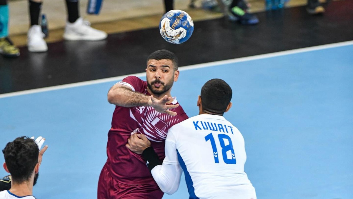Action during the semi-final match between Qatar and Kuwait.