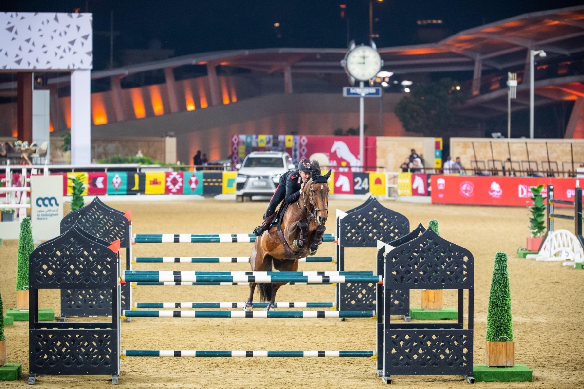 Emanuele Gaudiano astride Nikolaj de Music in action yesterday.