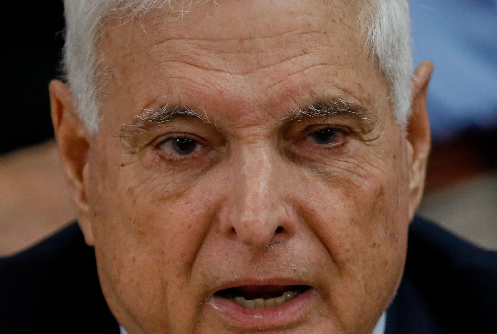 (FILES) Panama's former president (2009-2014) Ricardo Martinelli speaks during a press conference at the Realizando Metas party headquarters in Panama City, on June 27, 2023.  (Photo by ROBERTO CISNEROS / AFP)
