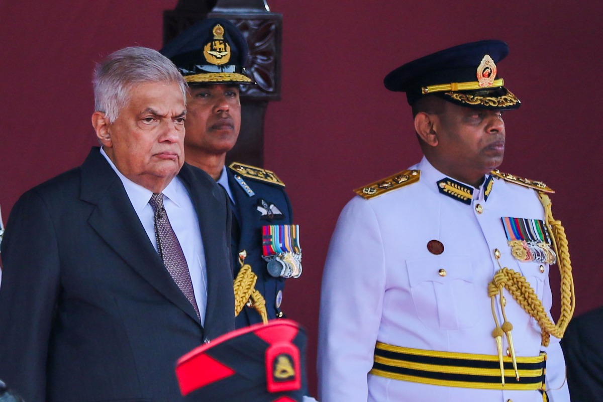 Sri Lankan President Ranil Wickremesinghe (L) attends the Sri Lanka's 76th Independence Day celebrations at the Galle Face Green in Colombo on February 4, 2024. (Photo by AFP)
