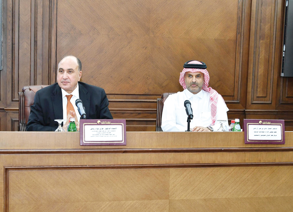 Sheikh Dr Thani bin Ali Al Thani with Dr. Tarek Fouad Riad during the seminar.