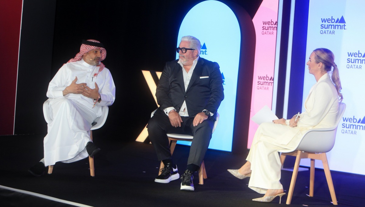 CEO of the Qatar Stars League Hani Taleb Ballan (left) during the summit entitled ‘Football for All’ at the Web Summit Qatar 2024 yesterday. 