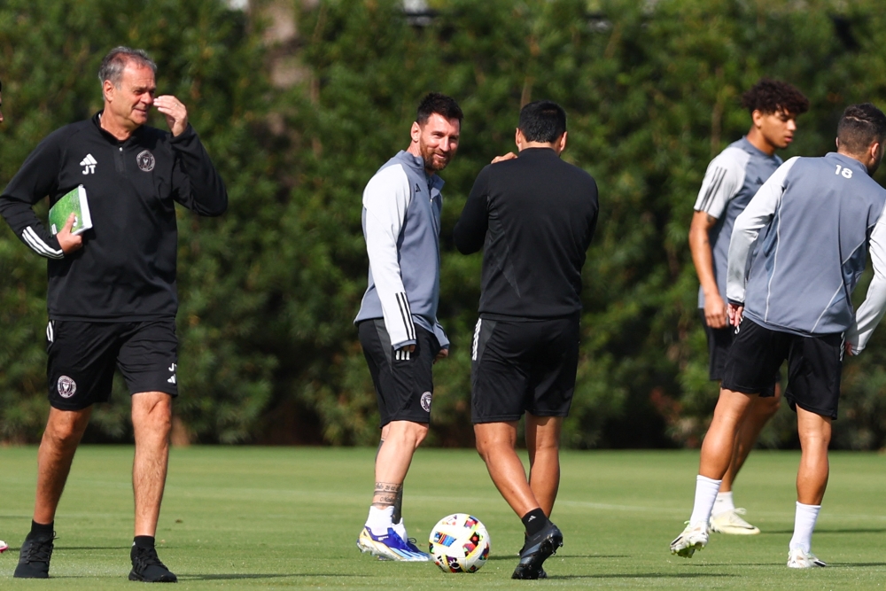 Lionel Messi of Inter Miami CF trains during an Inter Miami CF Training Session at Florida Blue Training Center on March 01, 2024 in Fort Lauderdale, Florida. (Photo by Megan Briggs / Getty Images via AFP)
