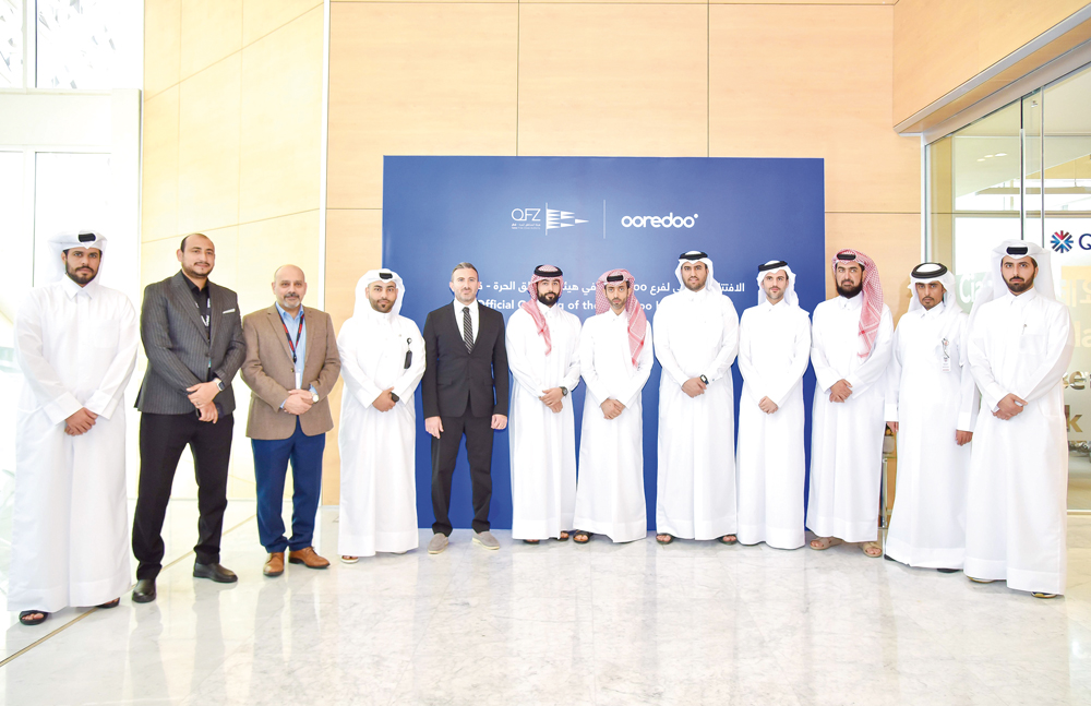 QFZ and Ooredoo officials during the opening of Ooredoo center in Ras Bufontas free zone.