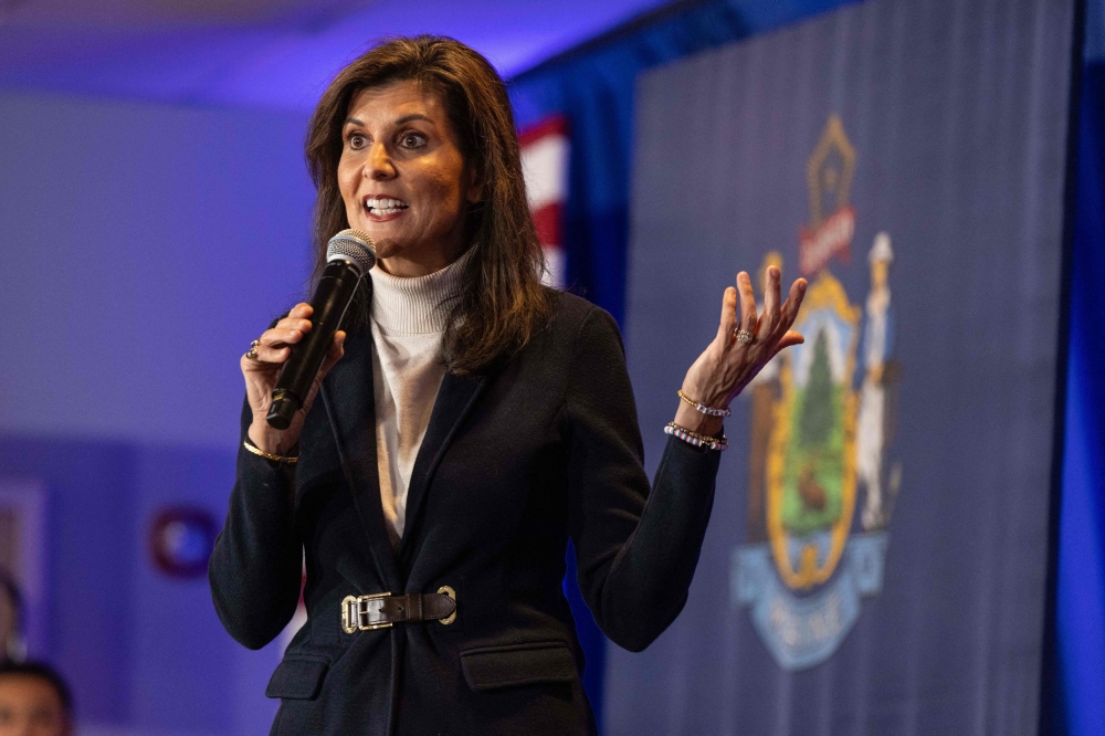 Republican presidential candidate, former U.N. Ambassador Nikki Haley speaks during a campaign stop at the Portland Elks Club on March 3, 2024 in Portland, Maine. (Photo by Scott Eisen / GETTY IMAGES NORTH AMERICA / Getty Images via AFP)

