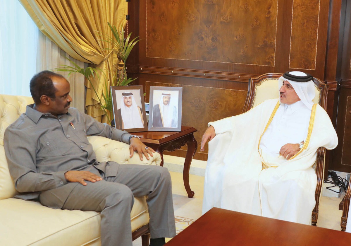Minister of Transport H E Jassim Saif Ahmed Al Sulaiti meeting Minister of Transportation of Nigeria H E Said Ahmed Alkali in Doha yesterday.