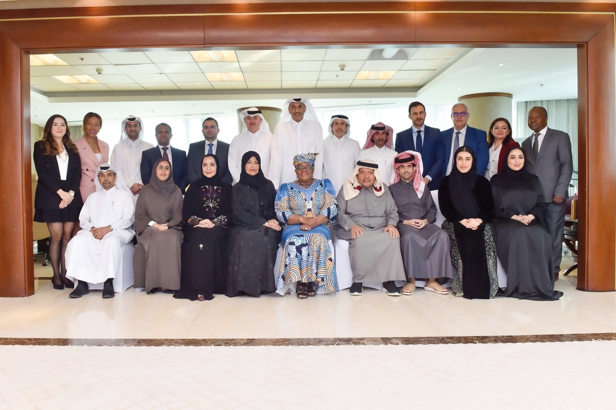 Dr. Ngozi Okonjo Iweala, Director-General of the World Trade Organization; Sheikh Faisal bin Qassim Al Thani, QBA Chairman with other officials and dignitaries during the meeting.