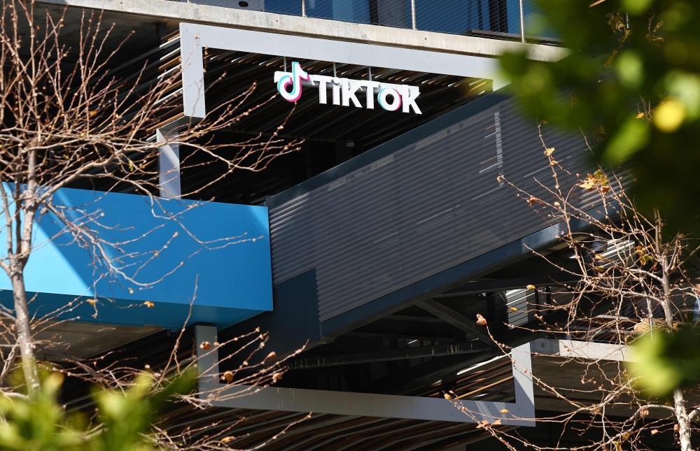 The TikTok logo is displayed at TikTok offices on March 12, 2024 in Culver City, California. (Photo by MARIO TAMA / GETTY IMAGES NORTH AMERICA / Getty Images via AFP)
