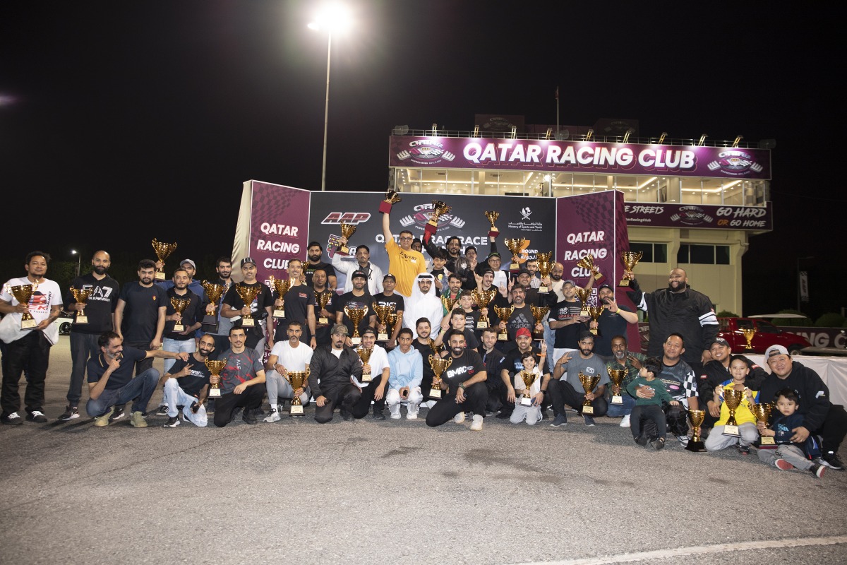 QRC Director Sheikh Jabor bin Khalid Al Thani with the podium winners of the third round. 