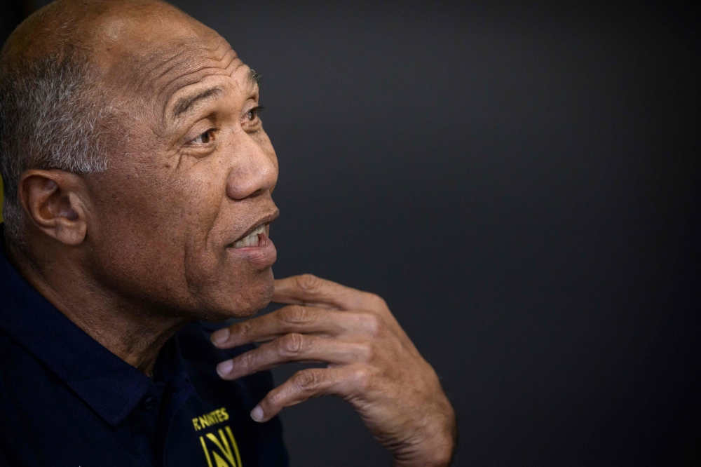 FC Nantes football club's newly named coach Antoine Kombouare adresses journalists during a press conference for his official presentation in La Chapelle-sur-Erdre, outside Nantes on March 19, 2024. (Photo by LOIC VENANCE / AFP)
