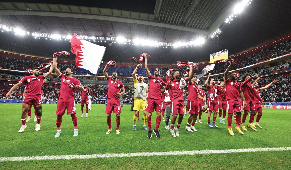 Qatar players celebrate after winning the AFC Asian Cup Qatar 2023, in this file photo. 