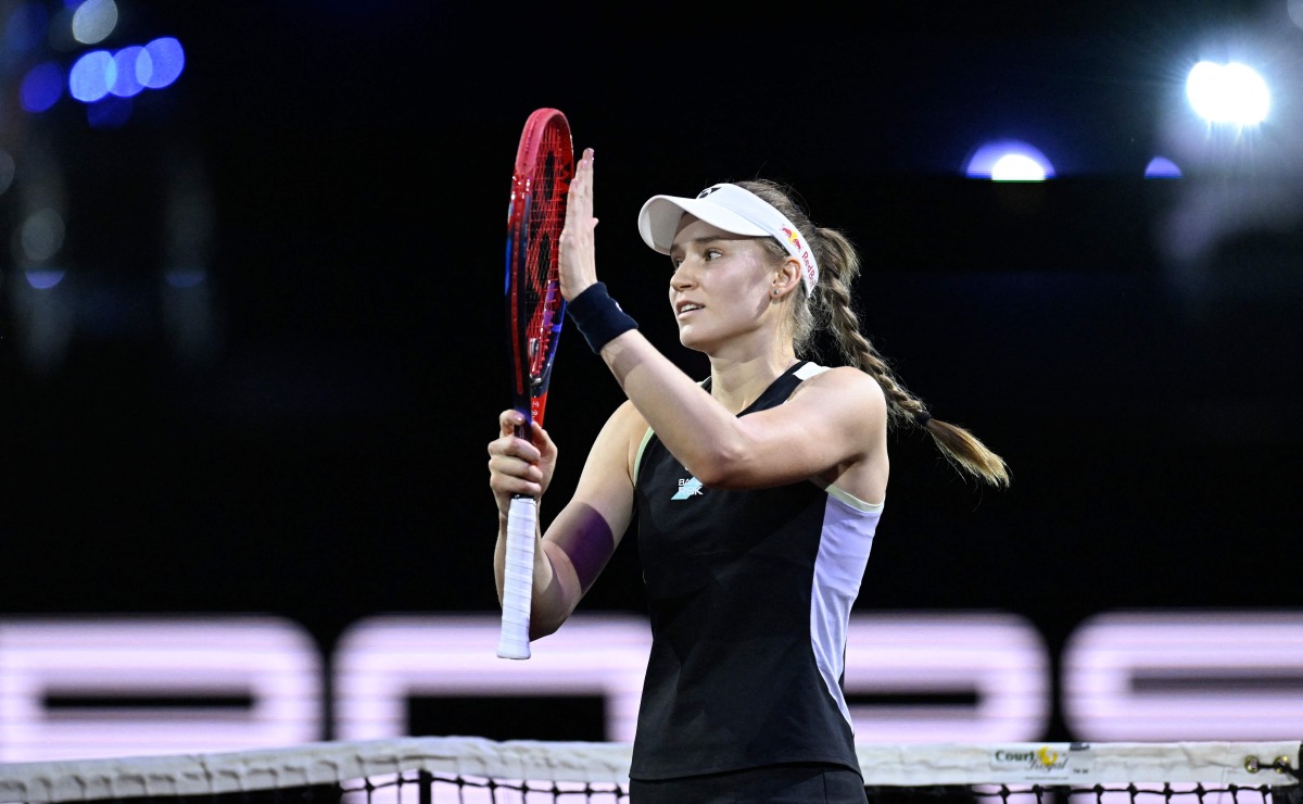 Kazakhstan: Elena Rybakina reacts after winning her semi-final match against Poland痴 Iga Swiatek (not in picture) at the Women's Tennis Grand Prix WTA tournament in Stuttgart, southwestern Germany, on April 20, 2024. (Photo by THOMAS KIENZLE / AFP)