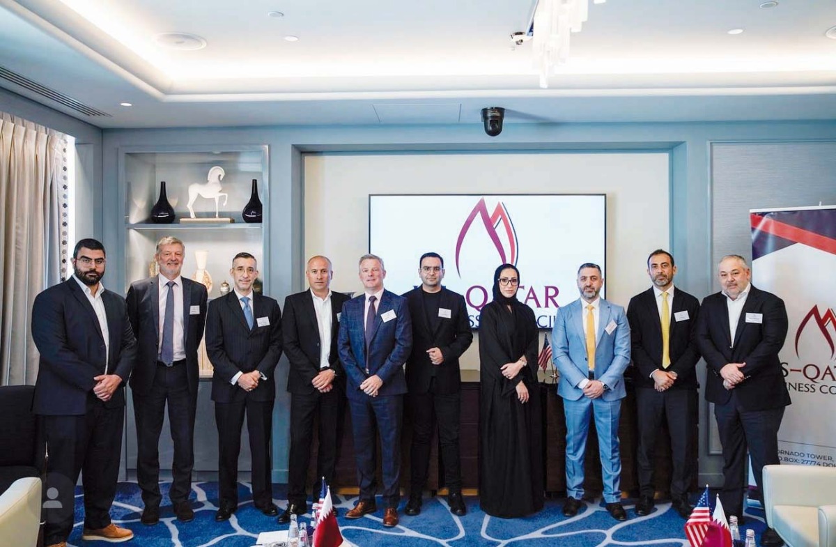 Sheikha Mayes Al Thani, Managing Director of the US-Qatar Business Council in Qatar with other officials during the third session of table talks.