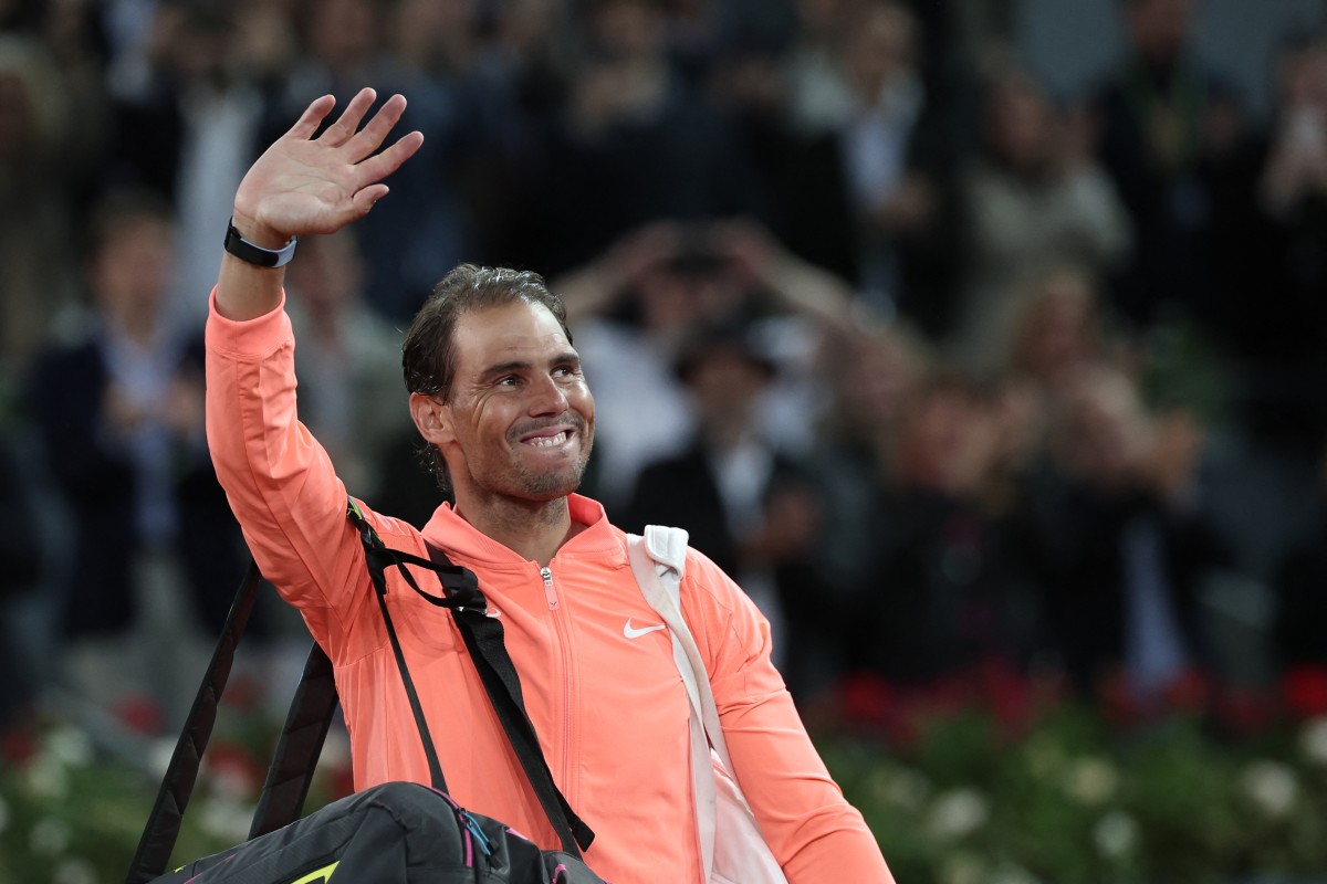 Spain's Rafael Nadal gestures after losing against Czech Republic's Jiri Lehecka during the 2024 ATP Tour Madrid Open tournament round of 16 tennis match at Caja Magica in Madrid on April 30, 2024. (Photo by Thomas COEX / AFP)
