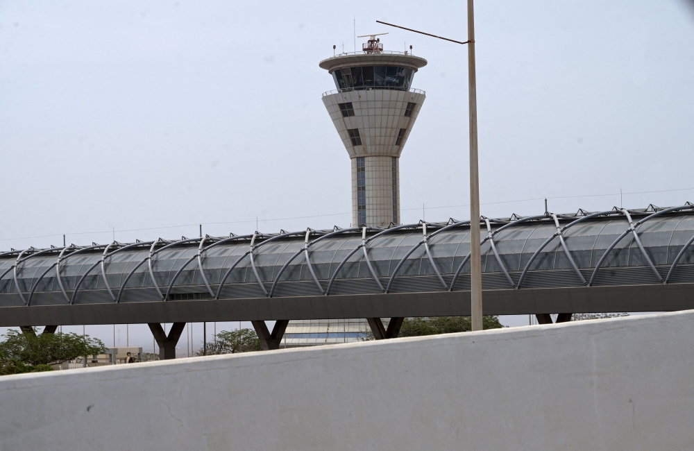 A general view of the control tower at Blaise Diagne International Airport in Diass on May 9, 2024. Photo by SEYLLOU / AFP