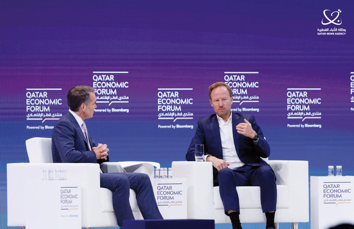 CEO and Managing Partner of EQT Partners, Christian Sinding (right) addressing the gathering at Qatar Economic Forum, yesterday.