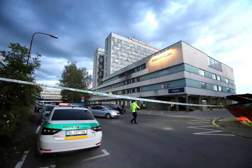 This picture shows a building of F. D. Roosevelt University Hospital in Banska Bystrica, where Prime minister Robert Fico is undergoing operation after receiving multiple shots from a 71 year old gunman in the nearby Handlova as he was greeting visitors during their external government meeting on May 15, 2024. (Photo by AFP)